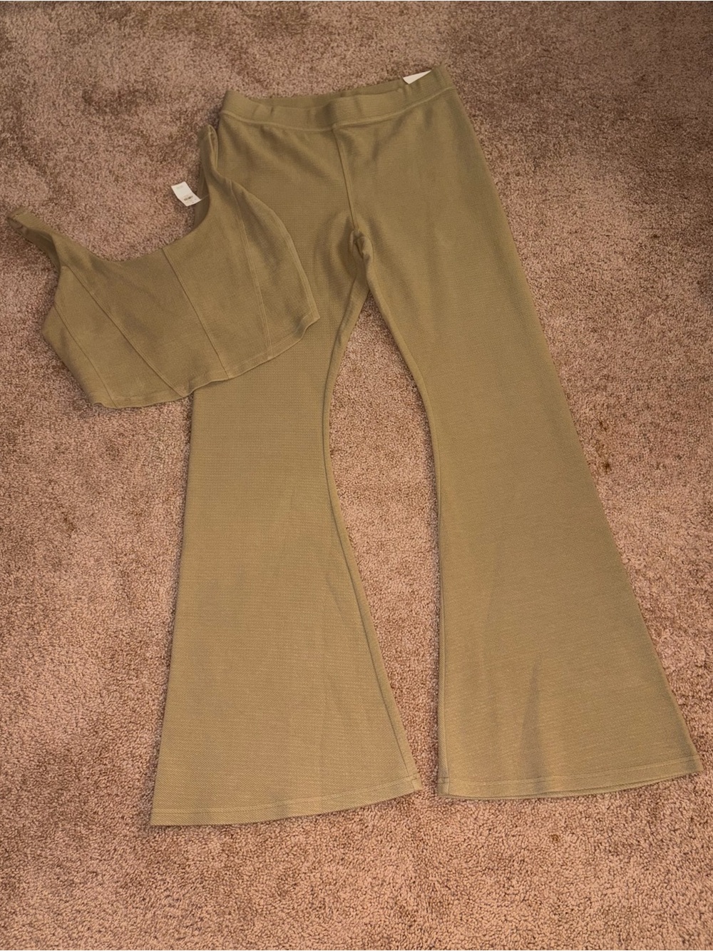 Aerie Ribbed Flare Pants and Bustier Top